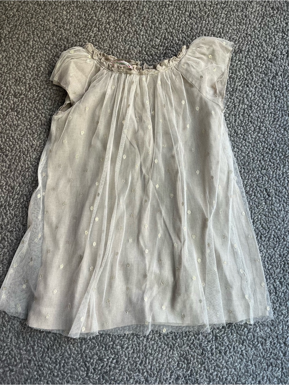 Bonpoint Girls' Light Cream Tulle Overlay Dress Top